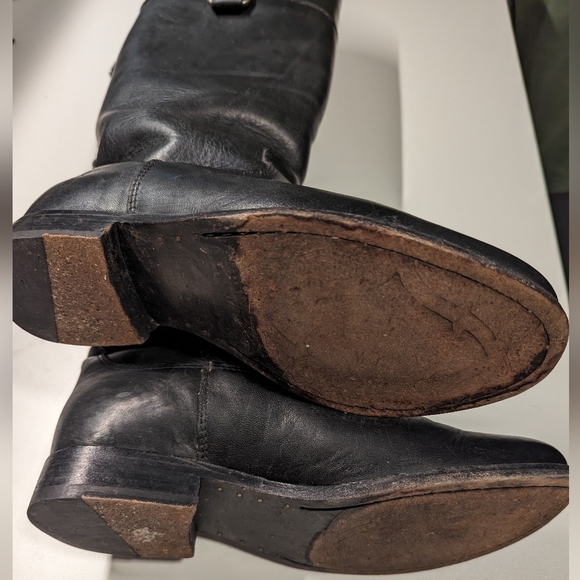 Frye Melissa Logo Boots Black Leather Size 6 M - Picture 5 of 6
